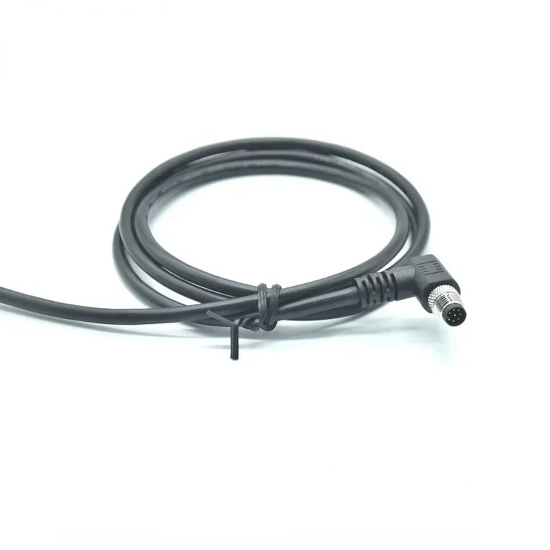M8 8-Pin Male 90° Elbow Waterproof Shielded Cable 1M Industrial Connector Cable Qme black