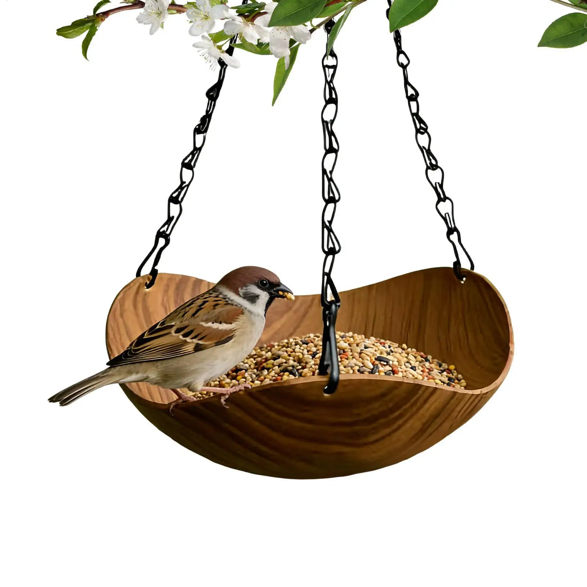 Wooden Garden Bird Bath Feeder & Water Bowl Tray | 20x20x35cm Garden Bird Bath Feeder Qme