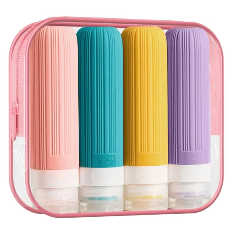 TSA Approved Silicone Travel Bottles 4-Pack – BPA-Free Leak-Proof Travel Toiletry Bottles Qme