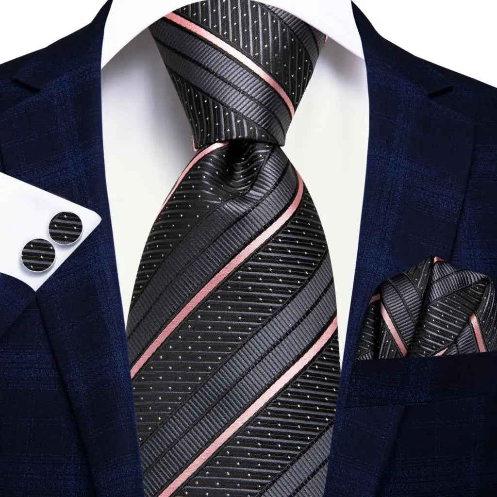 Jacquard Peacock Blue Wedding Tie, Hanky & Cufflinks Set
