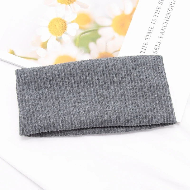 Women's Cotton Wide Turban Twisted Knotted Headband – 11 Colors Turban Headband Qme Dark Grey