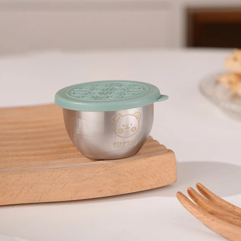 Stainless Steel Dipping Sauce Cup with Lid | BBQ Condiment Bowl Condiment Dipping Cup Qst Green