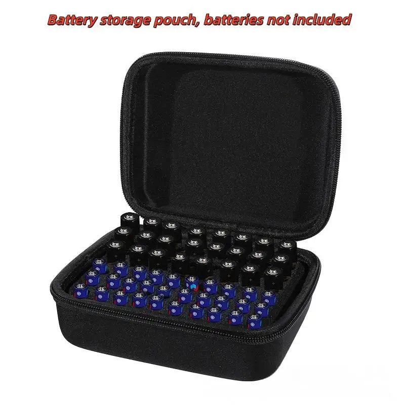 Portable Hard Battery Organizer Case – Holds 54 AA/AAA Battery Organizer Case Qme