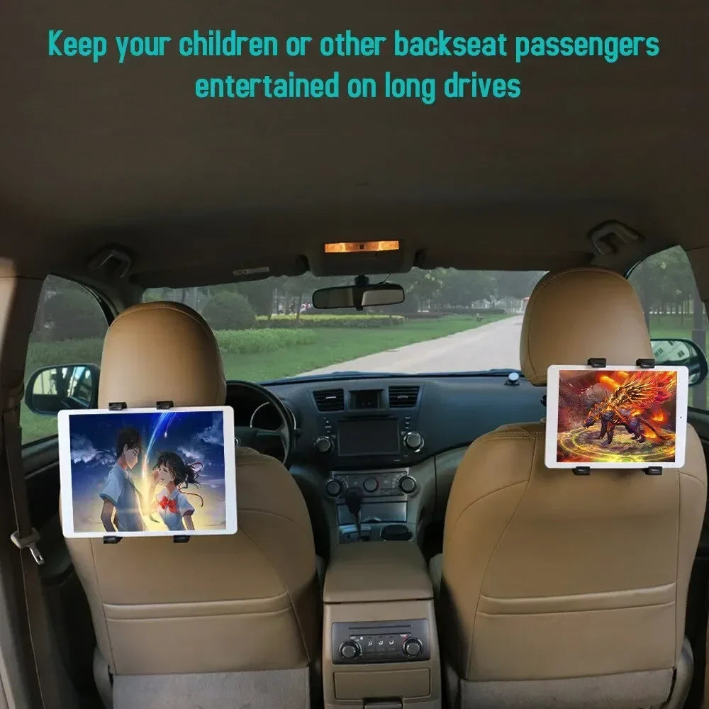 Universal Car Headrest Tablet Mount 360° Holder 7–12" | Qme Car Tablet Mount Qme