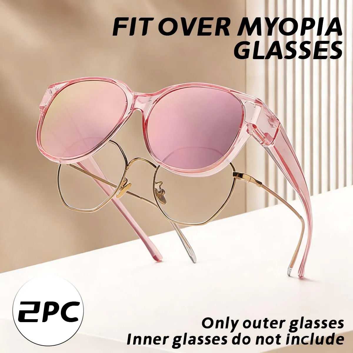 VOPHA 2-Pack Over-Glasses Sunglasses UV400 Polarized T03 Over-Glasses Sunglasses Qst