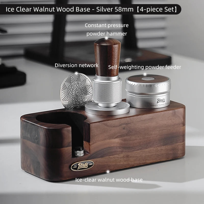 Bincoo 58mm Auto-Leveling Coffee Tamper & Distributor Stand Espresso Tamper Set Qst B 4pcs set silver