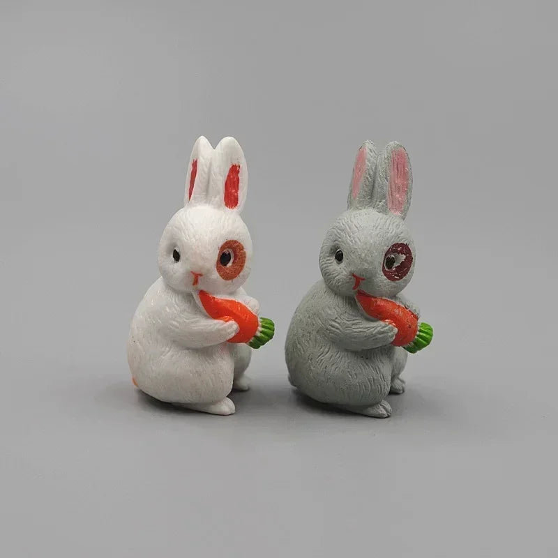 Cute Mini Rabbit Figurines – Miniature Bunny Desk Ornament Miniature Figurine Qme
