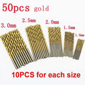 50-Piece Titanium Coated HSS Drill Bit Set – Wood & Metal HSS Drill Bit Set Qme 50pcs Gold