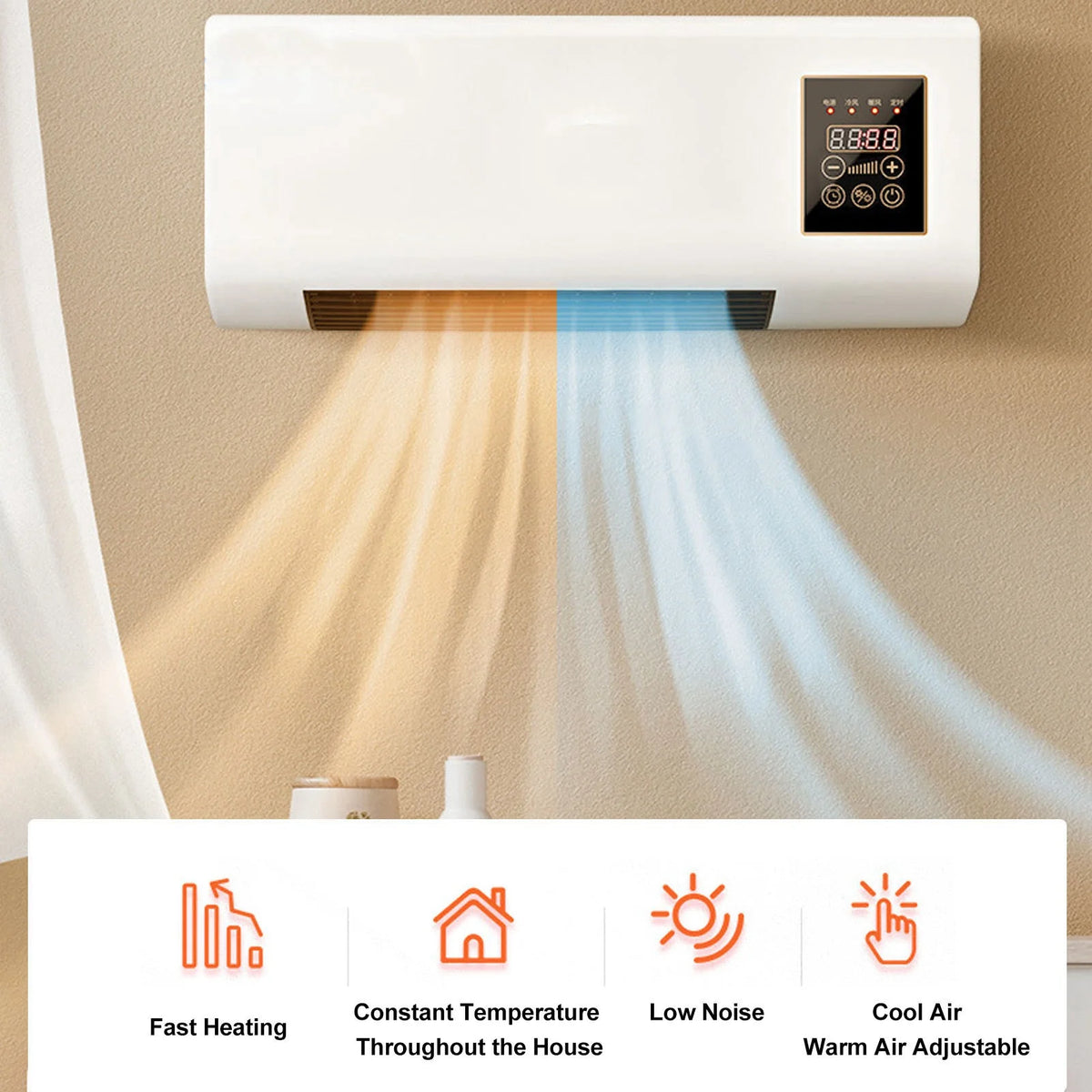 Wall Mounted Portable Heater Fan 100W – Bathroom & Bedroom Space Heater Fan Qst