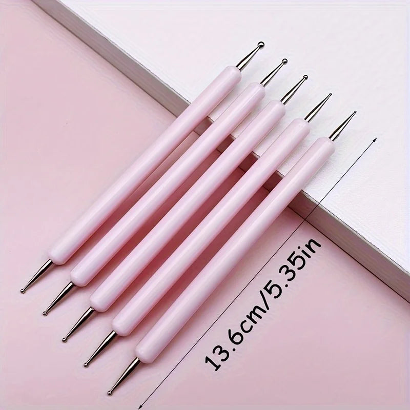 Nail Art Dotting Tools – 5pc Double-Ended Stylus Pen Set Nail Art Dotting Set Qme