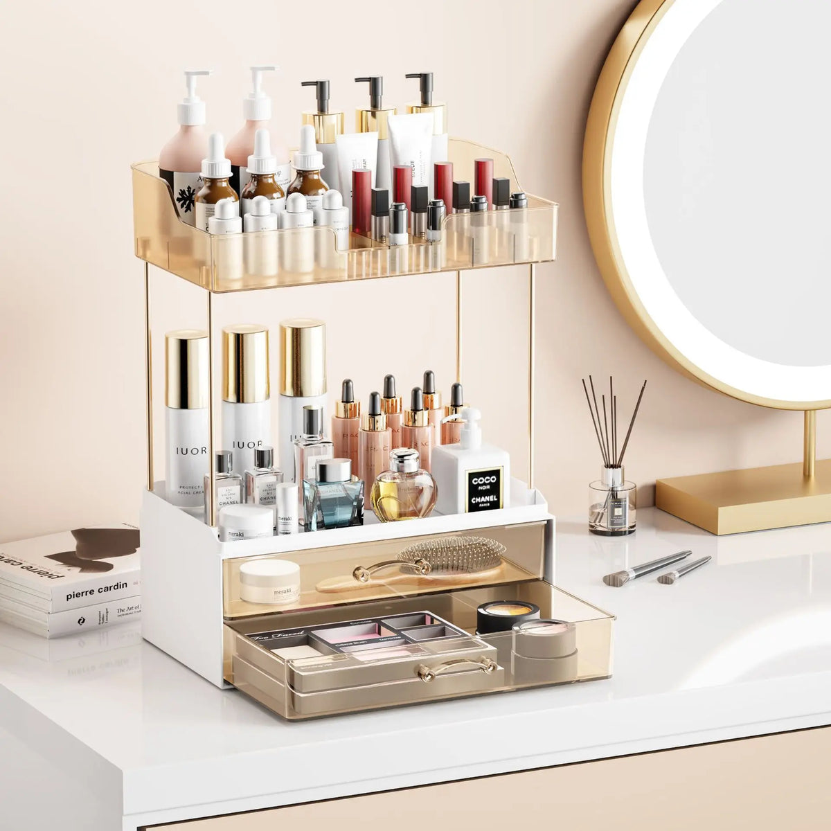 Luxury Cosmetics Storage Box – Desktop Makeup Organizer Rack Makeup Organizer Rack Qst
