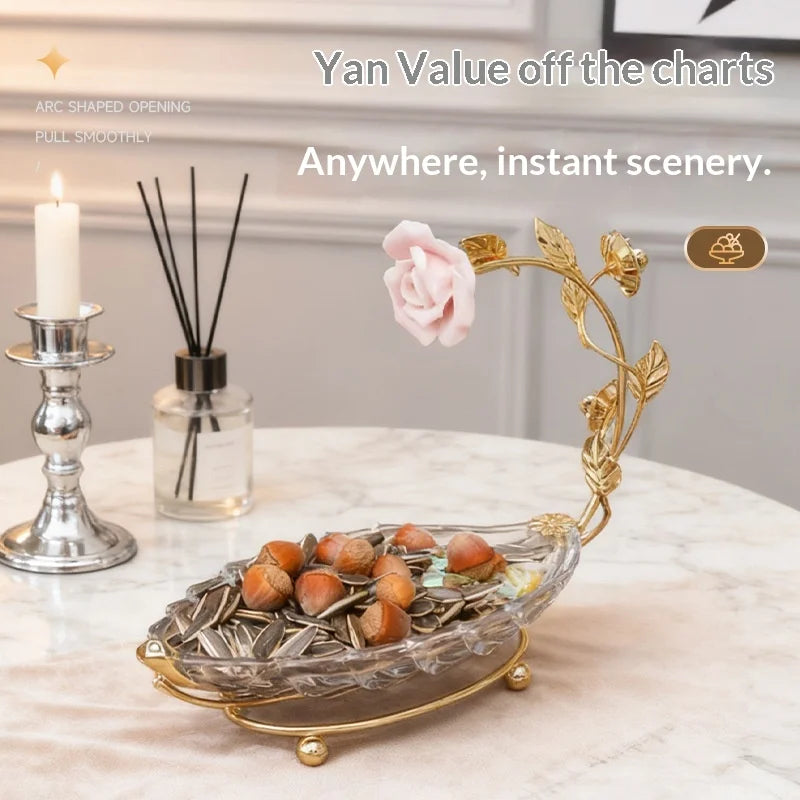 Crystal Glass Leaf Fruit & Dessert Plate – Minimalist Luxury Glass Dessert Plate Qst