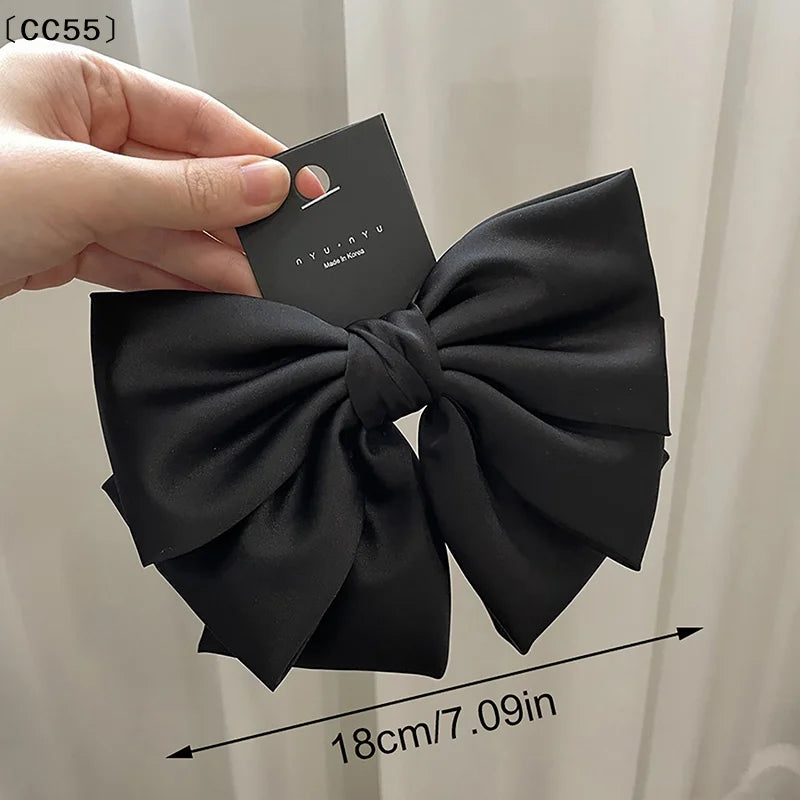Elegant Satin Bow Hair Clip – Retro Spring Clip for Women Bow Hair Clip Qst