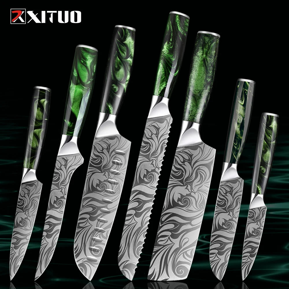 Xituo 7-Piece Kitchen Knife Set – Laser Stainless Steel Kitchen Knife Set Qst