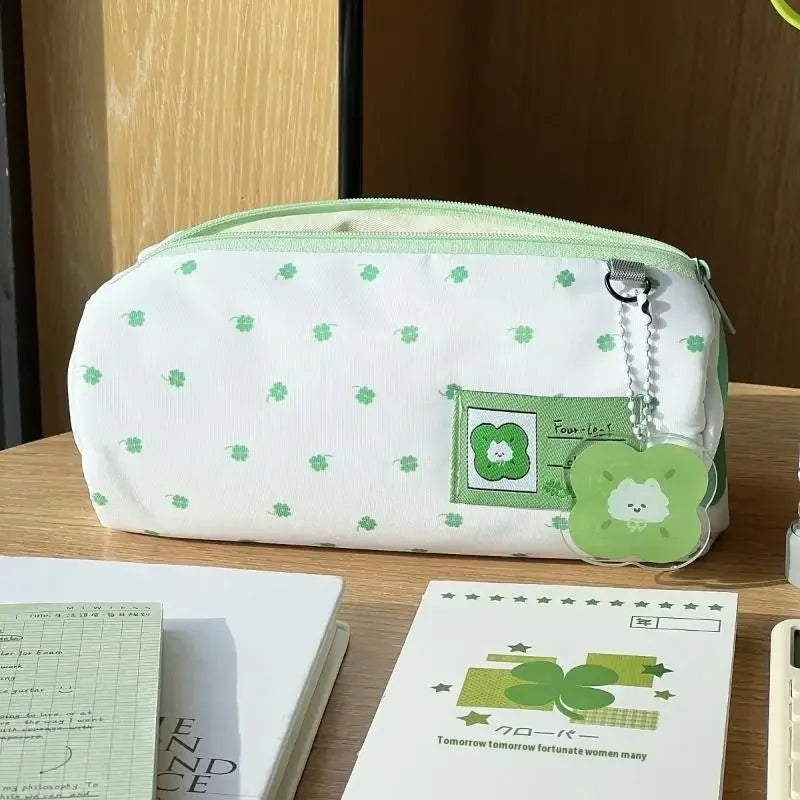 Cute Four-Leaf Clover Kitten Pencil Organizer | Desk Accessory Desk Pencil Organizer Qme