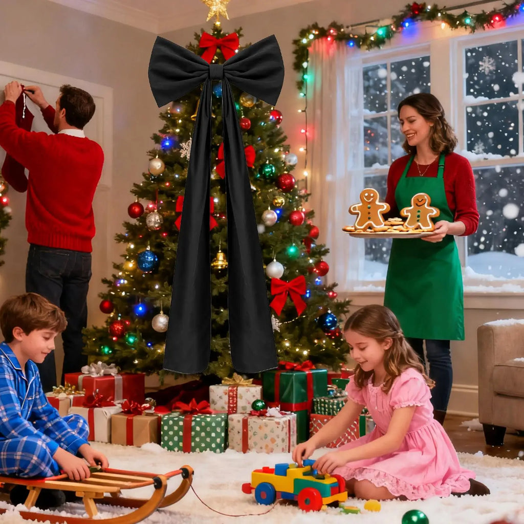Large Christmas Tree Bow Topper – Velvet Holiday Decor Bow Christmas Tree Bow Topper Qme
