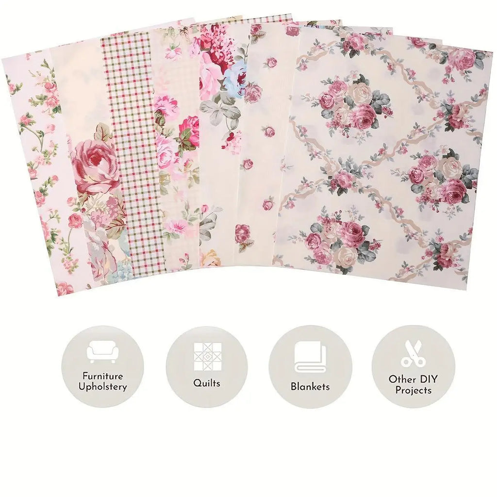 Pink Rose Printed Polyester Fabric for Sewing & DIY Crafts Craft Sewing Fabric Qme