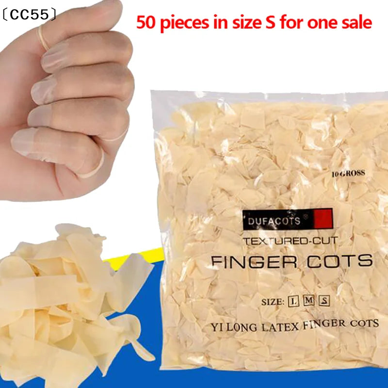 50-Pack Disposable Latex Finger Cots – Non-Slip Anti-Static Nail Art Tool Qst