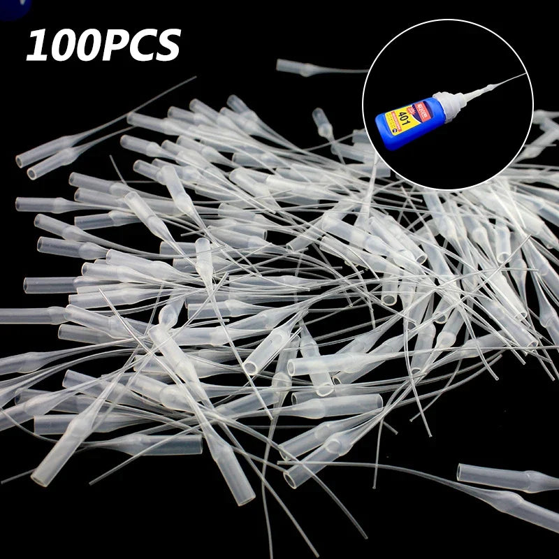 100 Precision Glue Micro-Tips Plastic Bottle Extenders Glue Tip Extenders Qme