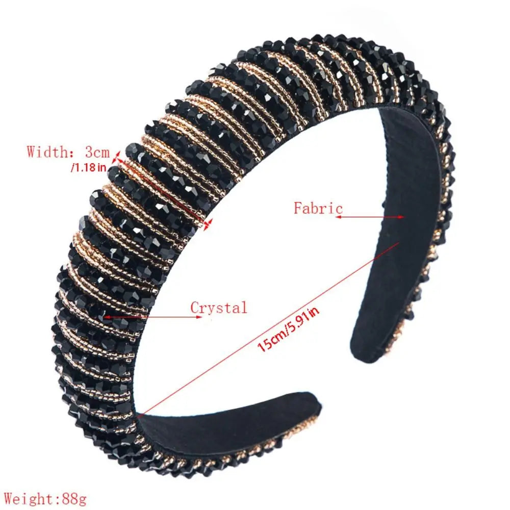 Baroque Crystal Headband – Elegant Beaded Sponge Hair Accessory Crystal Headband Qme