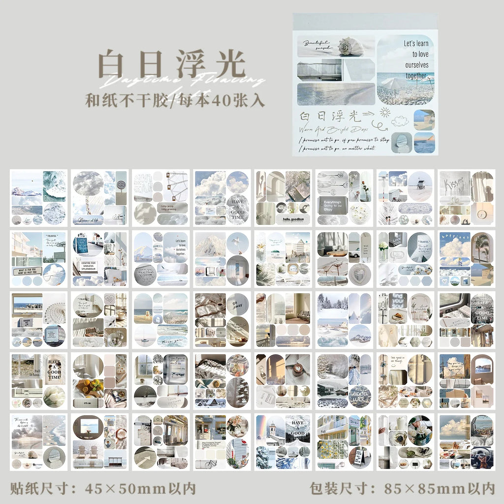 Korean Landscape Sticker Book – 40pc Scrapbooking Journal Stickers Decorative Sticker Book Qme A1