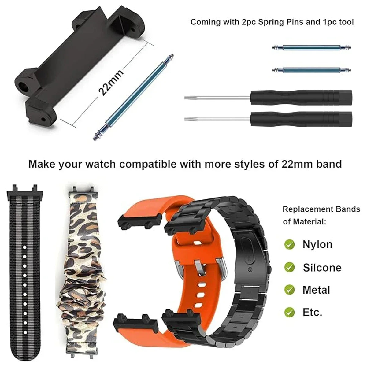 Amazfit T-Rex 3 Metal Watch Strap Connector Adapter + Tool Watch Strap Adapter Qme