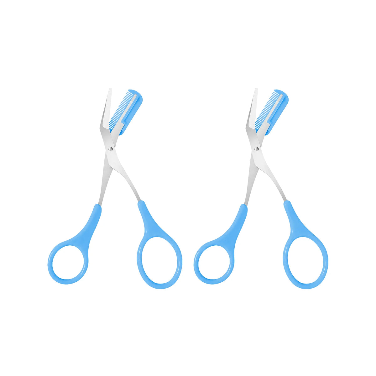Eyebrow Scissors with Comb – Curved Precision Brow Trimmer Eyebrow Grooming Tool Qst blue-2pcs