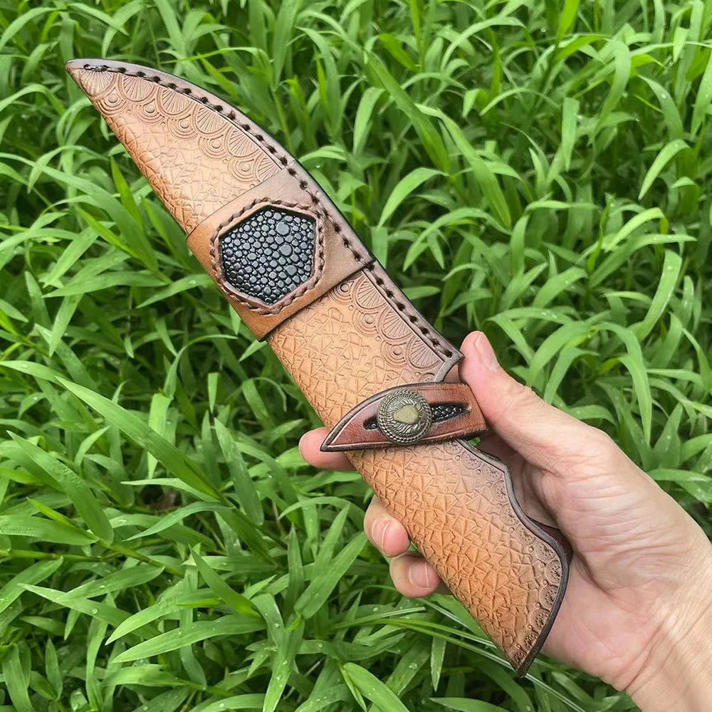 Genuine Cowhide Leather Knife Sheath 28.5cm – Fixed Blade Cover Leather Knife Sheath Qst