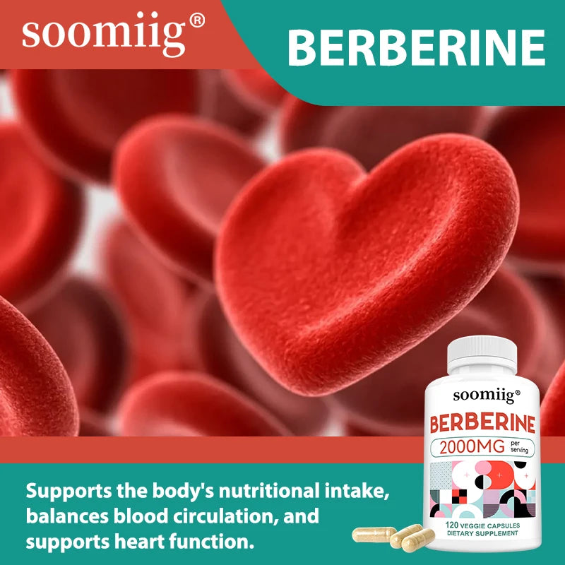 Berberine Extract Supplement 120 Capsules – Heart & Gut Health Herbal Supplement Qst