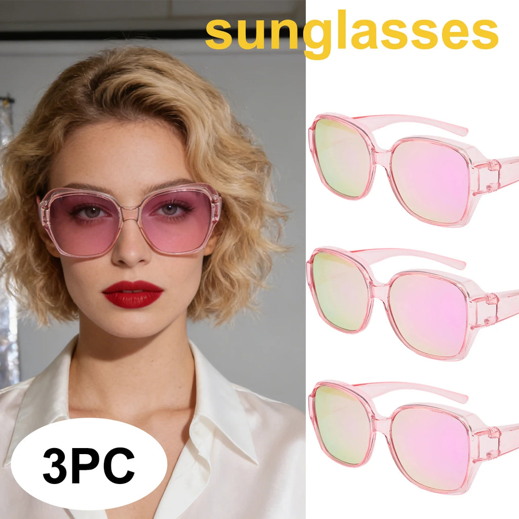 VOPHA 3-Pack Oversized Fit-Over Sunglasses UV400 Unisex Fit-Over Sunglasses Qst 3PC