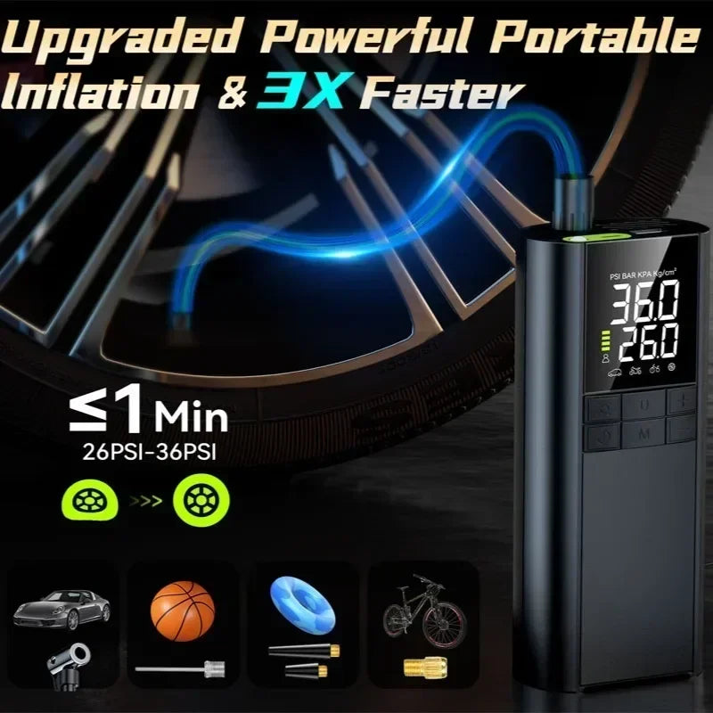 Portable Tire Inflator 150PSI Air Compressor 8000mAh Power Bank Portable Tire Inflator Qme