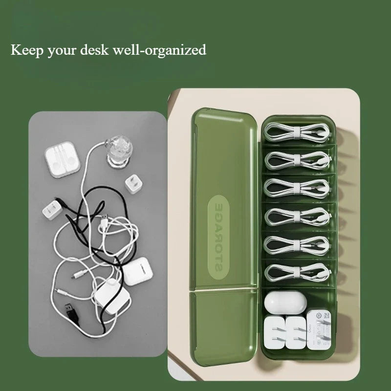 Desktop Cable Organizer Box with Lid – Cord Management Storage Cable Management Box Qme