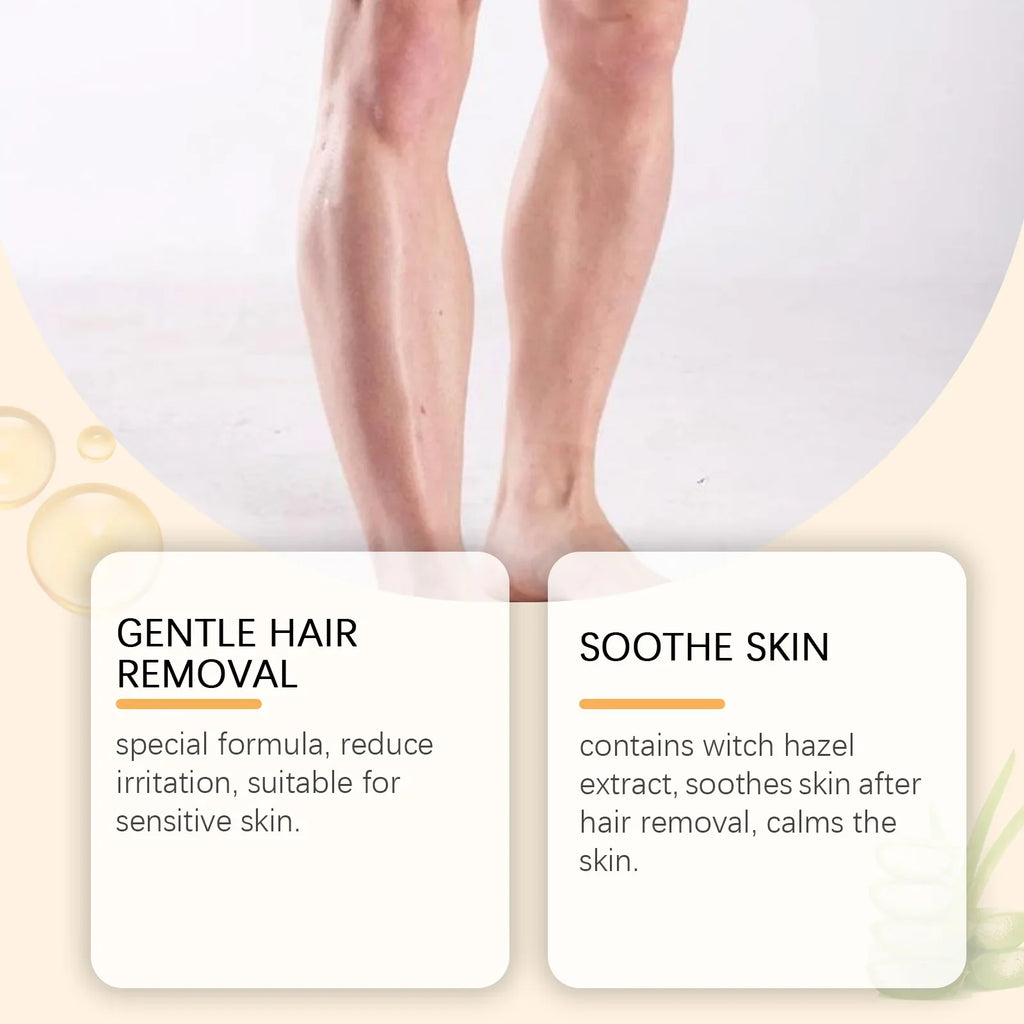Men's Hair Removal Cream & Scraper – Fast-Acting Depilatory Hair Removal Cream Qme
