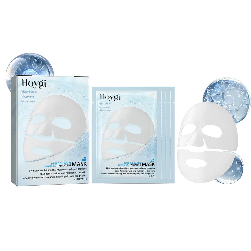 Hoygi Collagen Hyaluronic Acid Face Mask 4-Pack | Sheet Mask Collagen Sheet Mask Qst 4pcs boxed