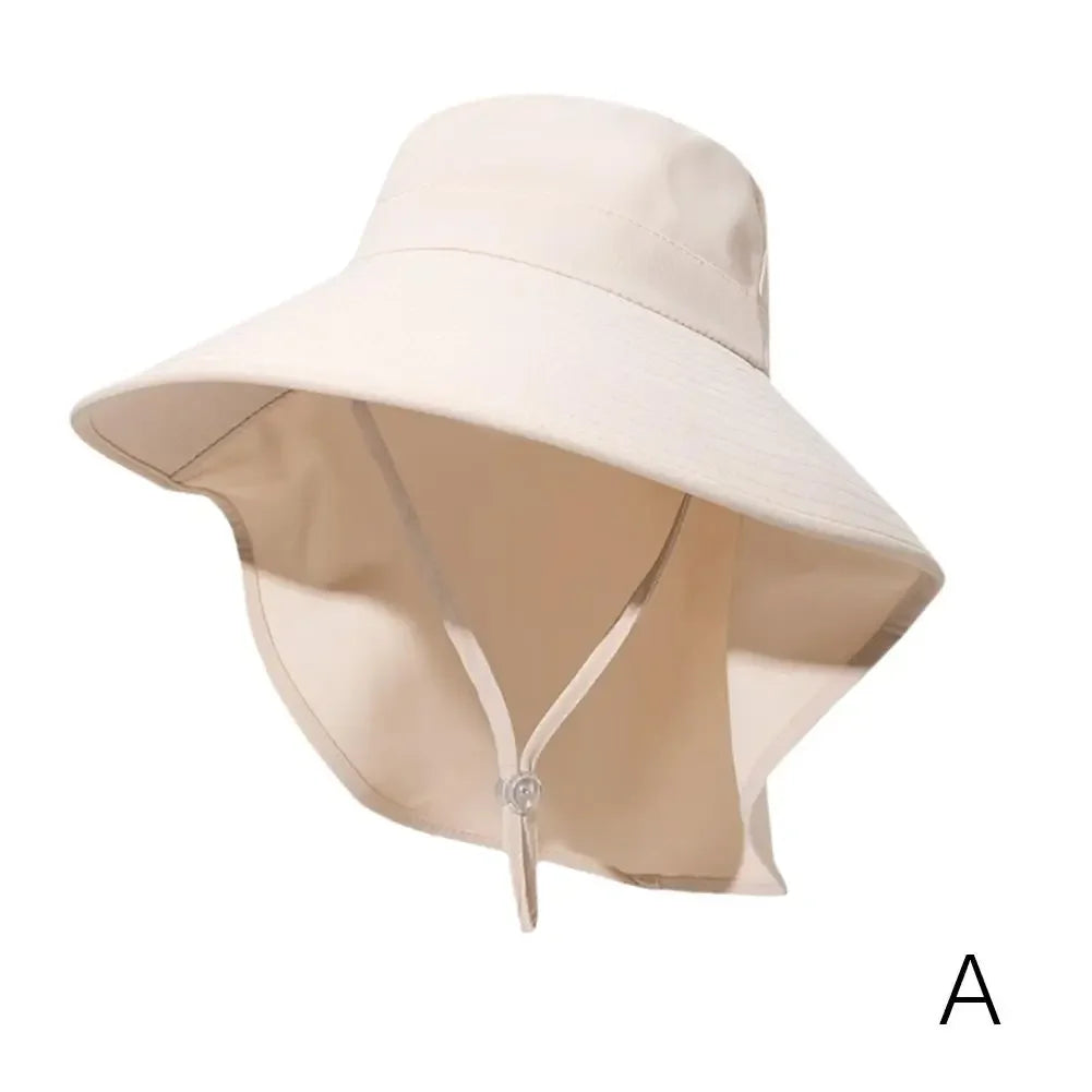Women's Large Brim Sun Hat with UV Neck Flap – 5 Colors Wide Brim Sun Hat Qme Beige