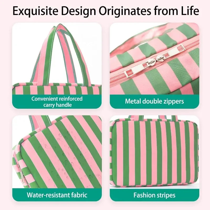 Foldable Hanging Travel Makeup Bag – Wet & Dry Compartments Hanging Toiletry Bag Qme