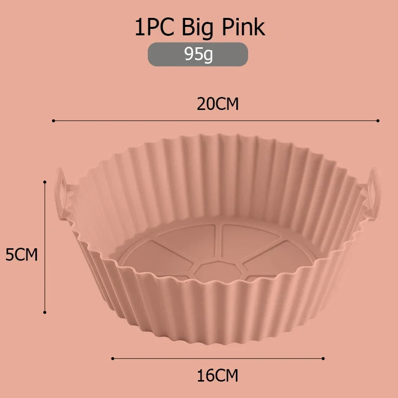 Silicone Air Fryer Baking Tray – Reusable Oven & Pizza Liner Silicone Baking Tray Qme 1PC Big Pink