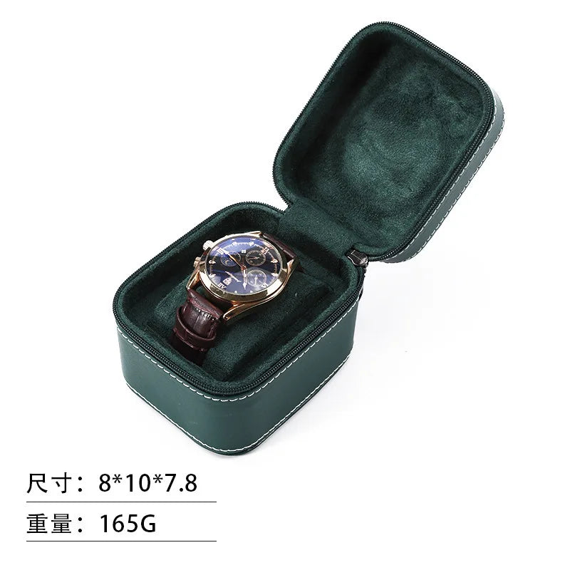 Leather Zipper Watch Box – Flip-Open PU Gift Case | Qme Watch Gift Box Qme