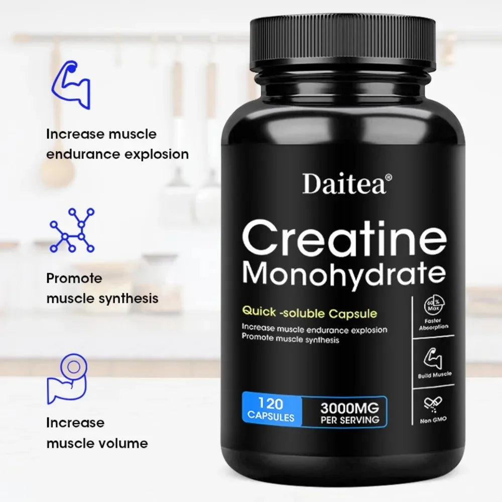 STRESSXCEL Creatine Monohydrate Capsules | Strength & Muscle Creatine Supplement Qst