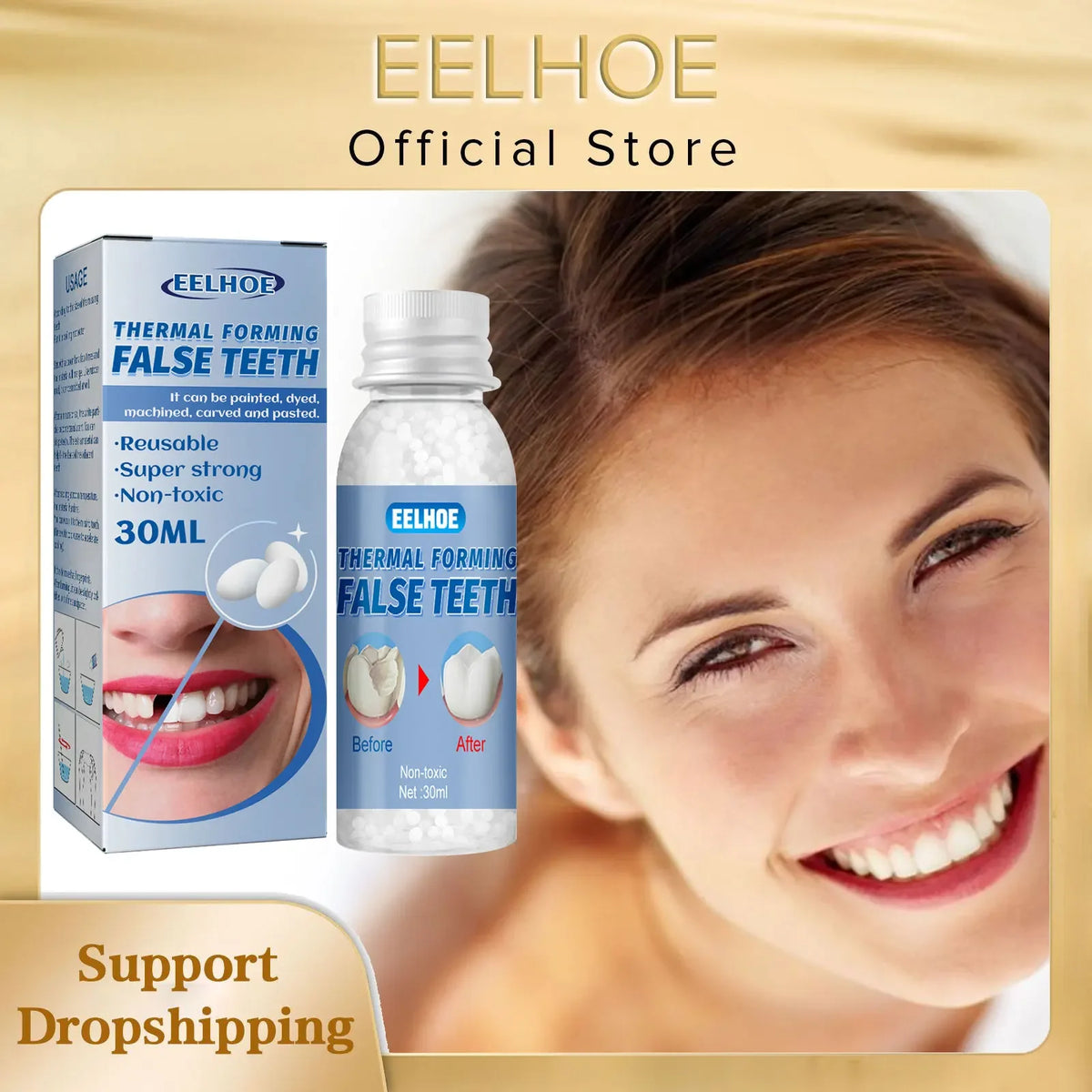 EELHOE Moldable Resin False Teeth & Temp Filling Material Temporary Dental Kit Qst