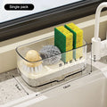 Wall-Mounted Sink Organizer Rack with Drain – Kitchen Storage Sink Organizer Rack Qst White