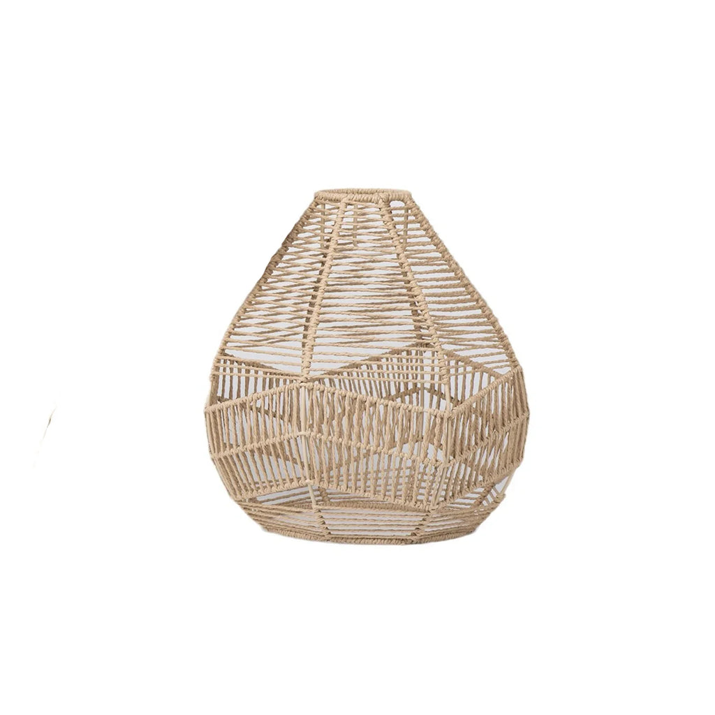 Woven Rattan-Inspired Vintage Pendant Lampshade | Boho Hanging Light Pendant Lampshade Qme S