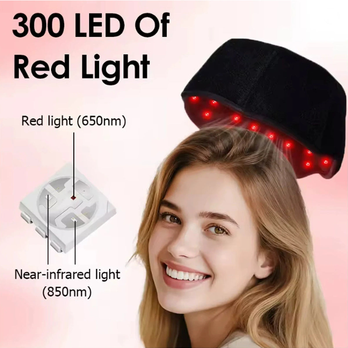 300-Beam LED Hair Growth Cap – 650nm 850nm Red Light Therapy LED Hair Growth Cap Qst
