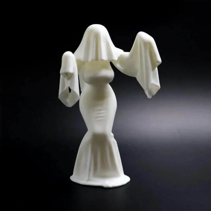 Halloween Ghost Bride Sculpture – 3D Printed Gothic Figurine Gothic Desktop Figurine Qst