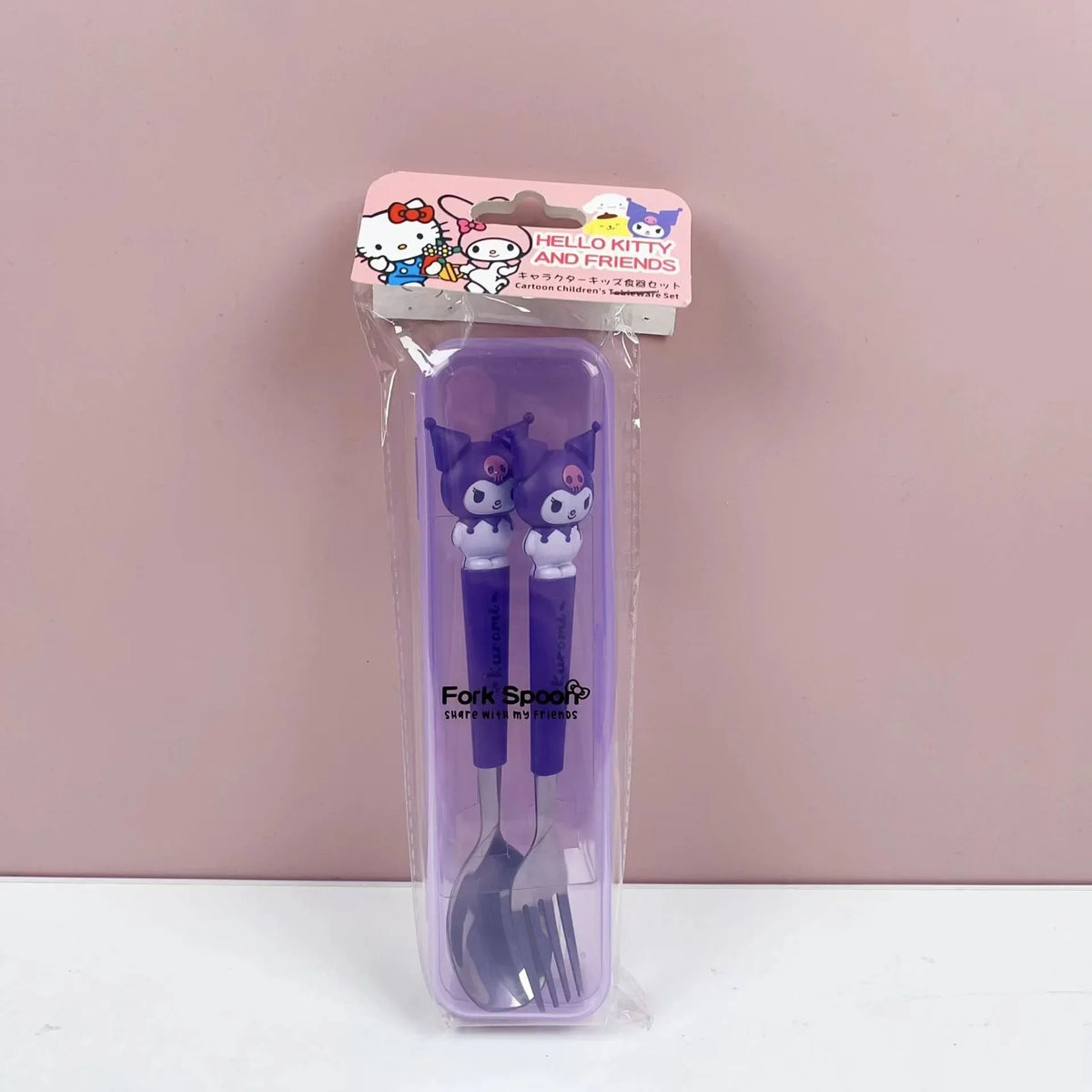 Hello Kitty Kids Portable Stainless Steel Spoon & Fork Set Kids Cutlery Set Qme 1