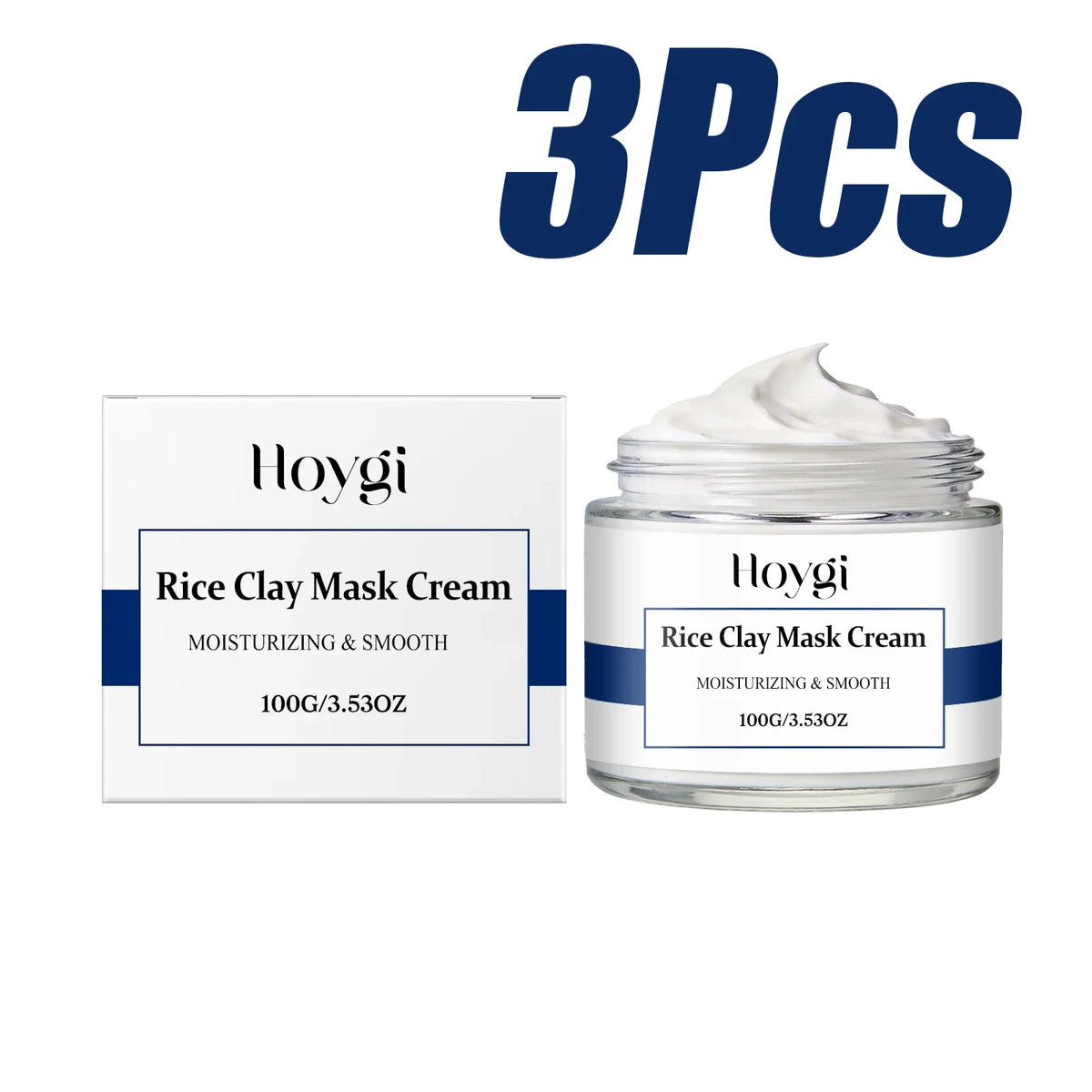 Rice Clay Face Mask – Brightening, Pore Cleansing & Hydrating Clay Face Mask Qme 3 x 100g Boxed