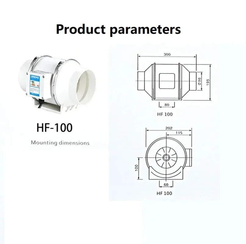 ZARTSEN Quiet Inline Duct Fan – Bathroom & Kitchen Ventilation Inline Exhaust Fan Qst