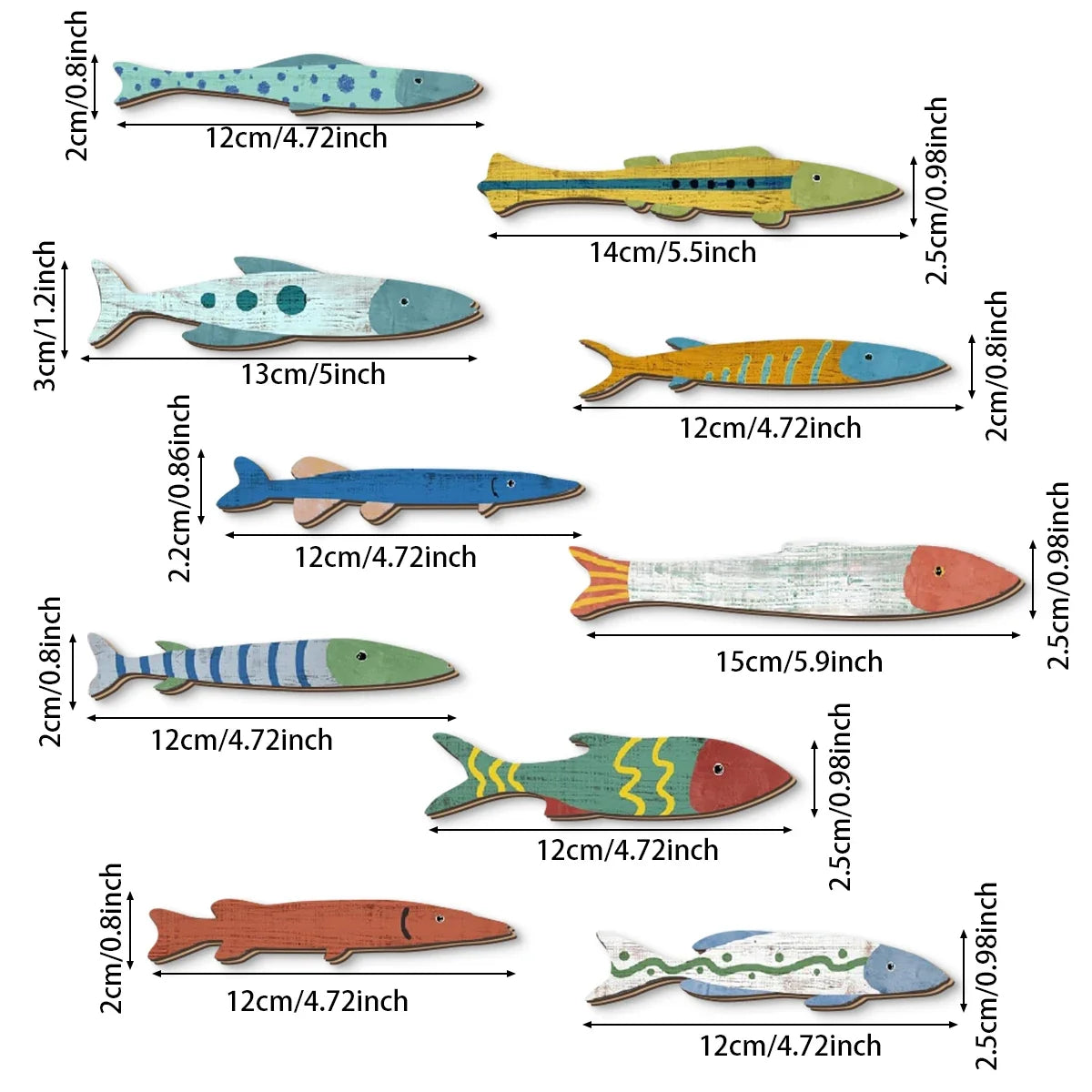 Hand Painted Wooden Fish Wall Decor – Colorful Ocean Art Wooden Wall Decor Qme
