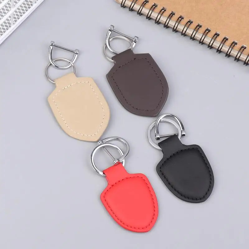 PU Leather Shield Keychain Ring – Bag Charm for Men & Women Leather Keychain Qme