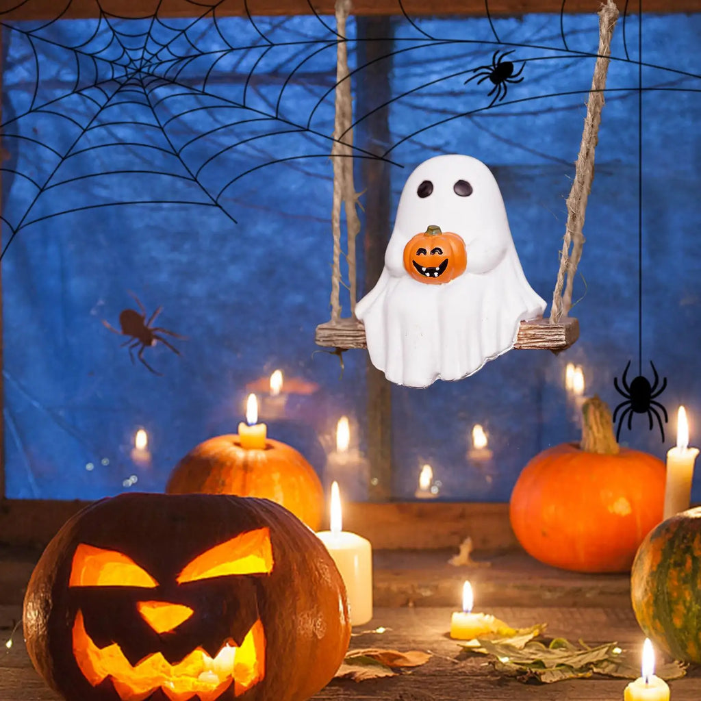 Ghost Pumpkin Halloween Swing Ornaments – Weather-Resistant Halloween Ornament Qme China Mainland